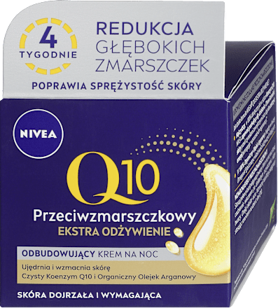 Q10 Power Przeciwzmarszczkowy + Ekstra Odżywienie krem na noc z Naturalnym Koenzymem Q10, Kreatyną i Organicznym Olejkiem Arganowym NIVEA
