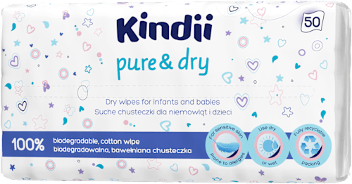 Chusteczki suche dla niemowląt i dzieci Pure & Dry Kindii