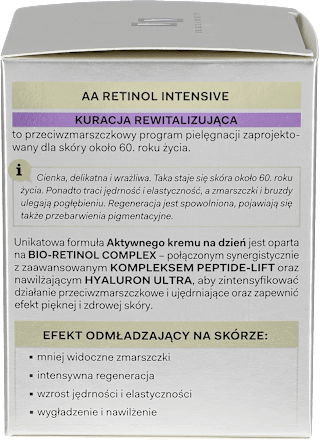 Aktywny krem na dzień redukcja zmarszczek+regeneracja, RETINOL INTENSIVE 60+ AA