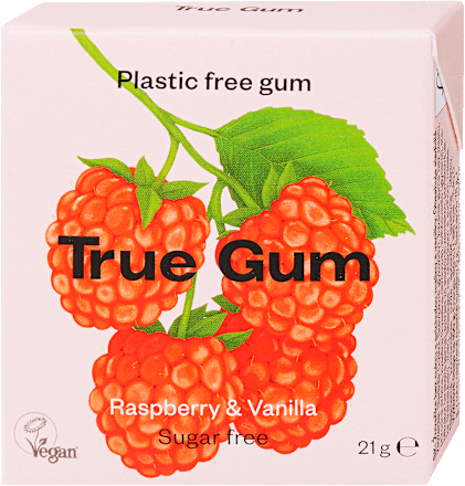 Rágógumi, málna ízű, műanyagmentes  True Gum