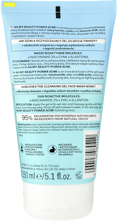Oczyszczający żel do mycia twarzy My beauty power acne  AA