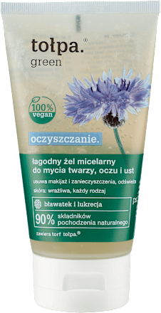 Green oczyszczający łagodny żel micelarny do mycia twarzy, oczu i ust tołpa