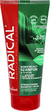 Szampon w kremie wzmacniający do wrażliwej skóry głowy i włosów wypadających Radical