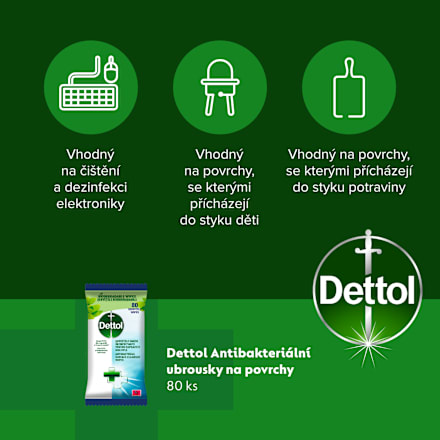 antibakteriální ubrousky na povrchy Dettol