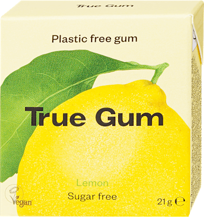 Rágógumi, citrom ízű, műanyagmentes  True Gum