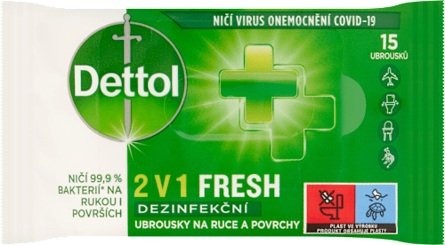 Dezinfekčné utierky na ruky a povrchy 2v1 Fresh Dettol