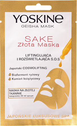 Geisha Sake zlatna maska za lice Yoskine
