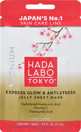 Premium maska za obraz v robčku Express Glow & Anti-stress HADA LABO TOKYO