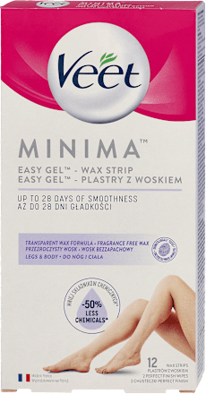 Plastry z woskiem do nóg i ciała skóra wrażliwa MINIMATM Easy Veet
