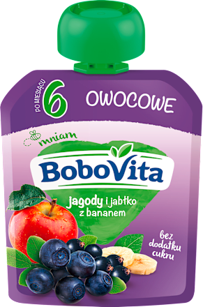 Mus jagody i jabłka z bananem  Bobovita