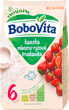 Kaszka mleczno - ryżowa truskawka po 6. miesiącu Bobovita