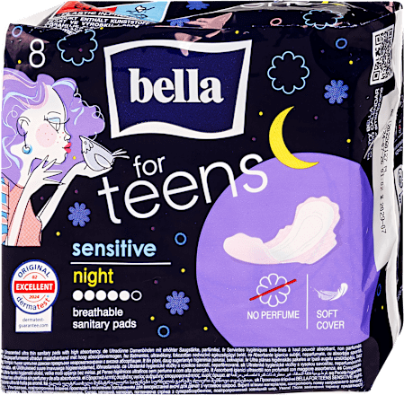 Éjszakai egészségügyi betét tiniknek, Sensitive bella for teens