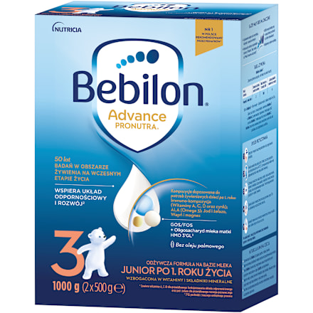 Odżywcza formuła na bazie mleka Junior 3 powyżej 1. roku życia Bebilon