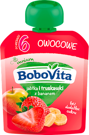 Mus jabłko truskawka banan po 6 miesiącu  Bobovita