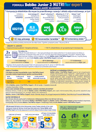 Odżywcza formuła na bazie mleka 3 powyżej 1. roku życia Bebiko