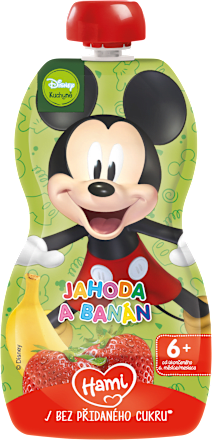 Ovocná kapsička Mickey - jahoda a banán Hami