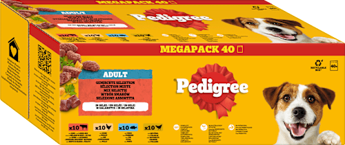 Nassfutter Hund gemischte Selektion in Gelee, Megapack (40x100 g) Pedigree