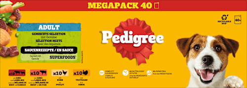 Nassfutter Hund gemischte Selektion in Sauce, Megapack (40x100 g) Pedigree