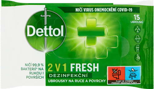 dezinfekční ubrousky 2 v 1 Fresh na ruce a povrchy Dettol