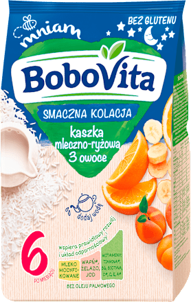 Kaszka mleczno-zbożowa 4 owoce, po 8 miesiącu Bobovita