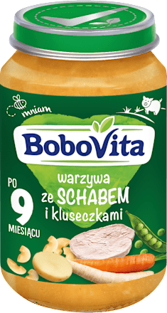Obiadek warzywa ze schabem i kluseczkami po 9 miesiącu Bobovita