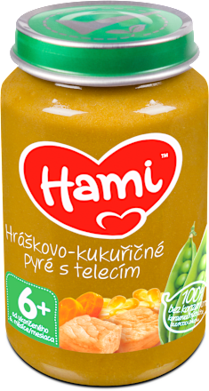 Príkrm hráškovo-kukuričné pyré s teľacím Hami