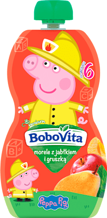 Mus morele z jabłkiem i gruszką po 6 miesiącu Bobovita