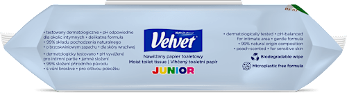 Nawilżany papier toaletowy  Junior Velvet