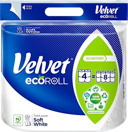 toaletní papír ecoROLL, 4x300 útržků Velvet
