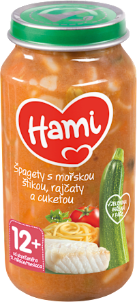 Príkrm Špagety s merlúzou, paradajkami a cuketou Hami