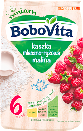 Kaszka mleczno-ryżowa malina, po 6 miesiącu Bobovita