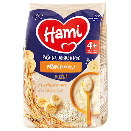 Mliečna kaša ryžová banánová na dobrú noc Hami