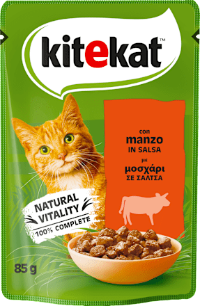 Cibo umido per gatti con manzo in salsa kitekat
