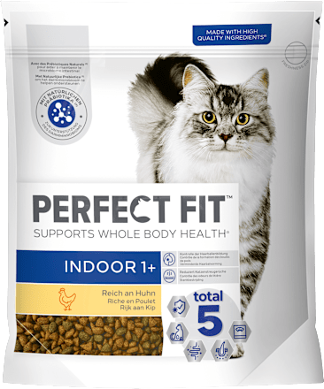 Trockenfutter Katze indoor 1+ Reich an Huhn PERFECT FIT