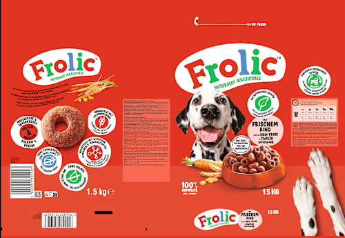 Trockenfutter Hund mit Rind Frolic