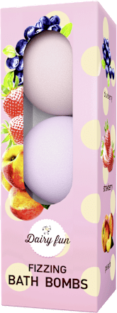 Bombe de baie cu afine + căpșuni + piersici Dairy Fun