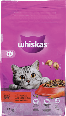 Suha hrana za mačke z govedino, 1+ let  whiskas