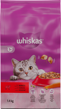 Suha hrana za mačke z govedino, 1+ let  whiskas