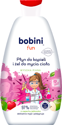 Płyn do kąpieli i żel do mycia Wysoka piana o zapachu jabłuszka   bobini fun