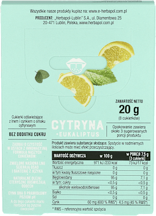 Cukierki Odświeżające Cytryna z eukaliptusem Herbapol