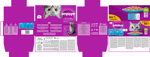 Nassfutter Katze Fisch Auswahl in Gelee, Jumbopack (80x85 g) Whiskas