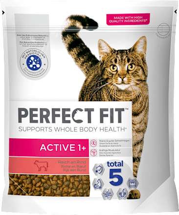 Trockenfutter Katze active 1+ Reich an Rind PERFECT FIT