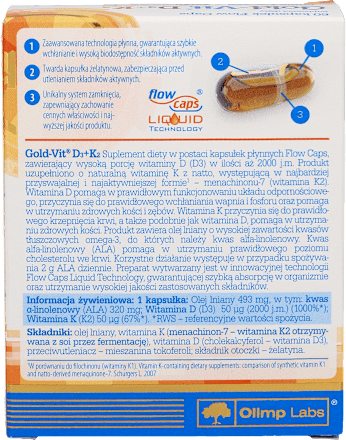 Suplement diety Gold-Vit D3+K2 2000 IU, kapsułki OLIMP LABS