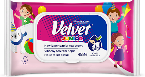 Nawilżany papier toaletowy  Junior Velvet