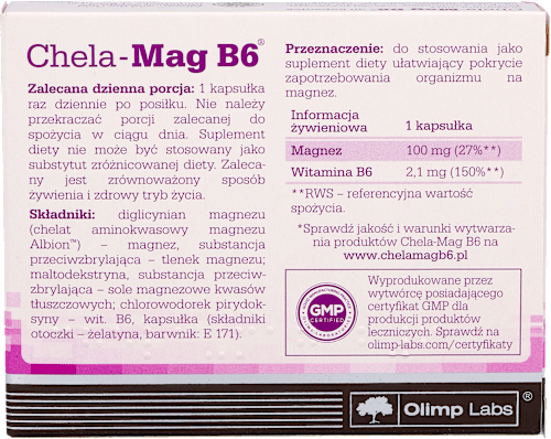 Suplement diety Chela-Mag B6, kapsułki w blistrach OLIMP LABS