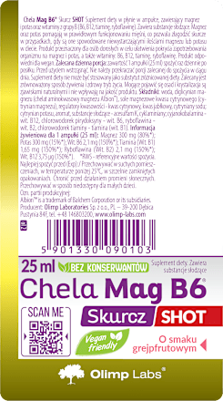 Suplement diety Chela-Mag B6 Skurcz Shot smak grejfrutowy, ampułka szklana OLIMP LABS