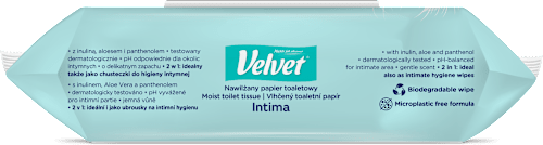 Nawilżany papier toaletowy Intima Velvet