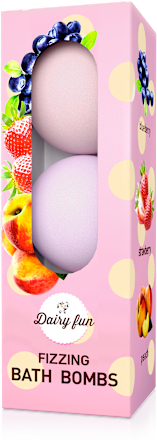 Bombe de baie cu afine + căpșuni + piersici Dairy Fun
