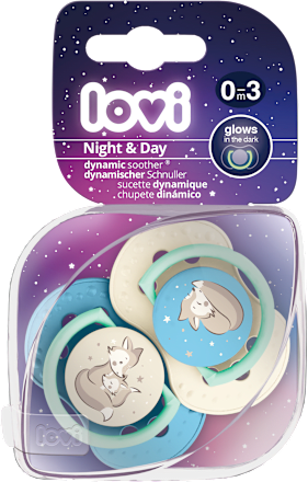 Smoczek silikonowy dynamiczny 0-3 m Night & Day Boy LOVI