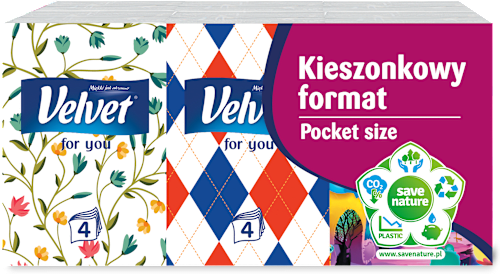 Chusteczki higieniczne, kieszonkowy format, 6x7 szt., 4 warstwy Velvet